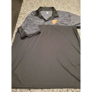 Badger Sport Polo Shirt Mens 2XL Gray Orange W Logo Short Sleeve